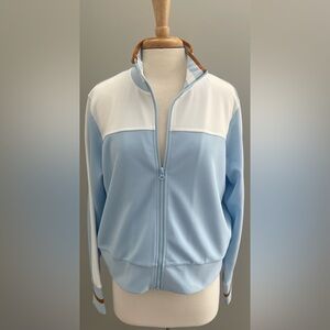 Wild Fable Women's Blue White Striped Long Sleeve Full Zip Track Jacket Size L